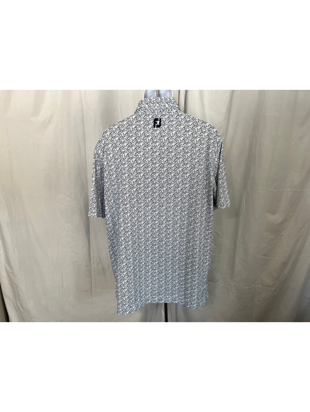 FootJoy FJ Men's White Blue Yellow Unique Print Golf Polo Shirt Large L - Picture 5 of 7